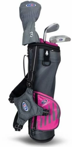 U.S. Kids Golf U.S Kids Golf UL39-s 3 Club Carry Set - Left Hand - Grey/Pink