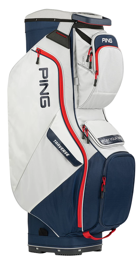 Ping Golf PING Traverse Cart Bag - Platinum/Navy/Red 3 Ping Golf PING Traverse Cart Bag - Platinum/Navy/Red