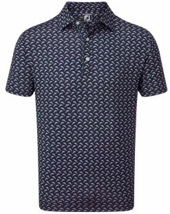 FootJoy Golf FootJoy Leaping Dolphins Print Lisle Polo Shirt - Navy/Purple
