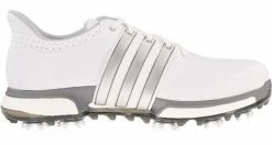 Adidas Tour 360 Boost Golf Shoes-White/Silver-7.5-Wide