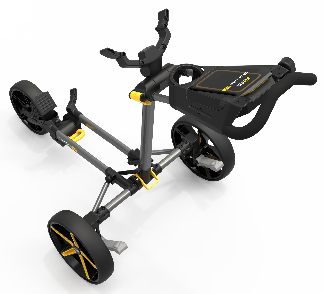 Powakaddy Golf NEW Powakaddy DLX-Lite FF Push Trolley - GunMetal/Yellow 4 Powakaddy Golf NEW Powakaddy DLX-Lite FF Push Trolley - GunMetal/Yellow - Image 2